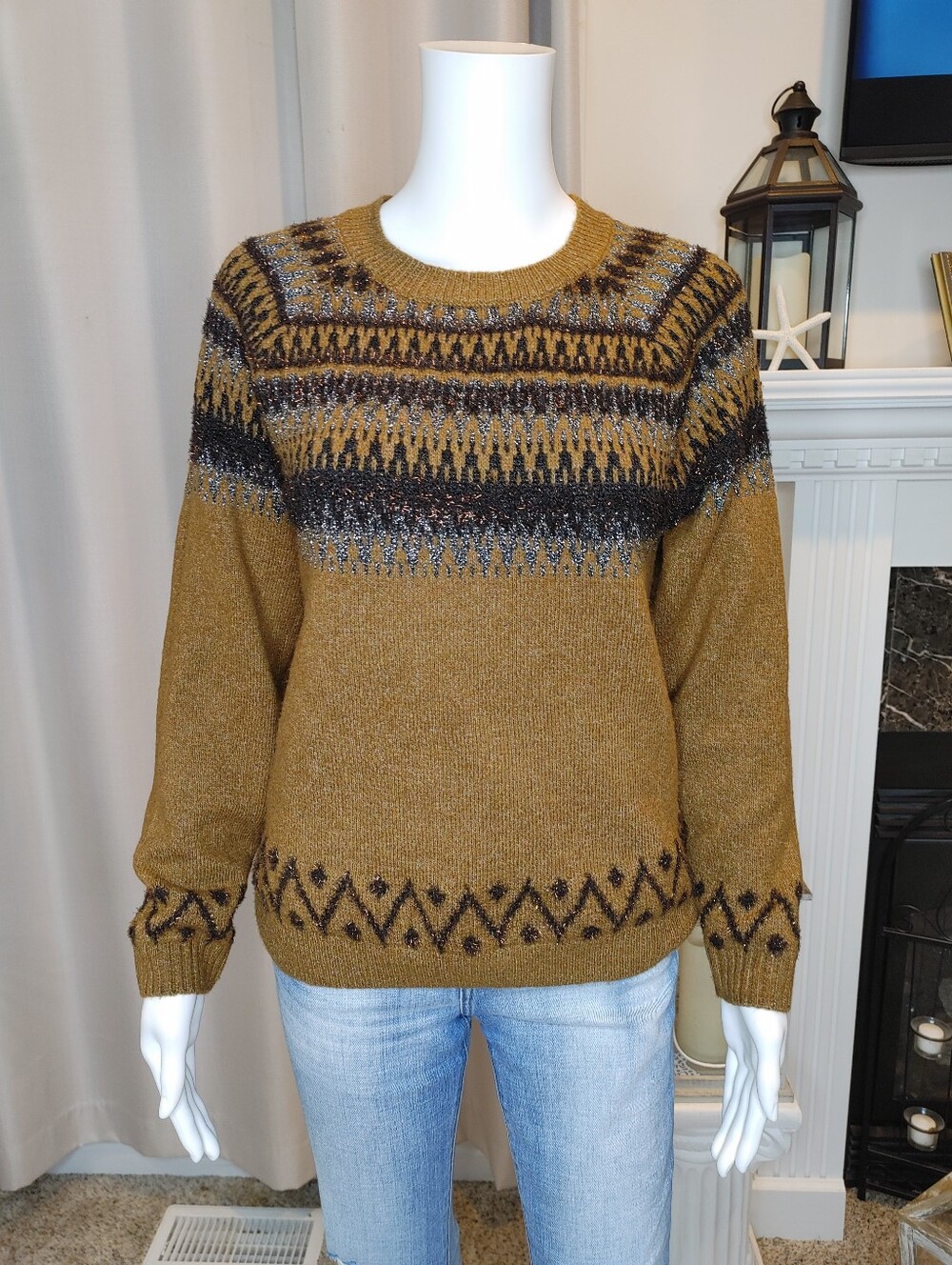 CECE FAIR ISLE SWEATER, BROWN PM